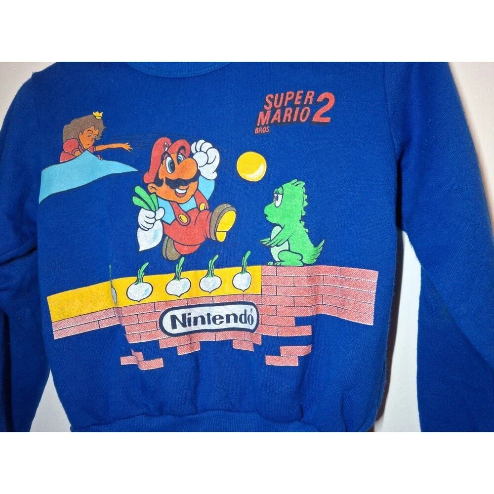 Vintage Wormser 1988 Rare Super Mario Bros 2 Blue Pajama Sleepwear (Size 6-7)